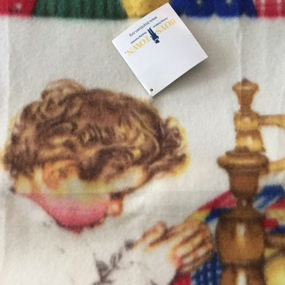Norman Rockwell Fleece Blanket Boy's Town Prayer 33x46